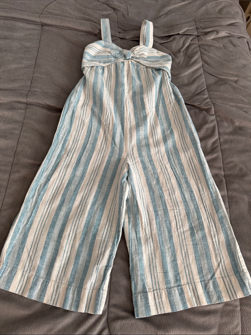 Hope & Henry linen & organic cotton blend Striped cropped Wide-Leg Jumpsuit Sz 6